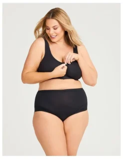 Taking Shape Cotton Front Opening Zip Bra in Black