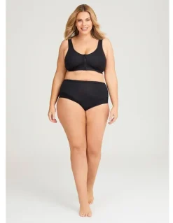 Taking Shape Cotton Front Opening Zip Bra in Black
