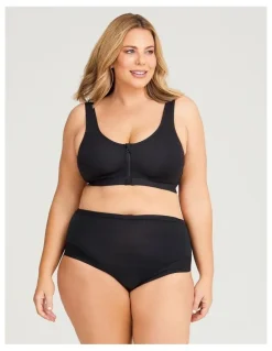 Taking Shape Cotton Front Opening Zip Bra in Black