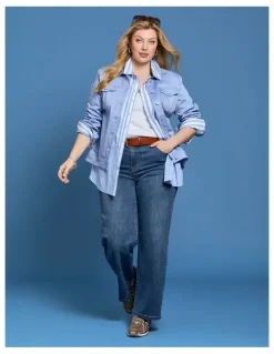 Taking Shape Cotton Sculpting Wide Leg Jean Mid Blue