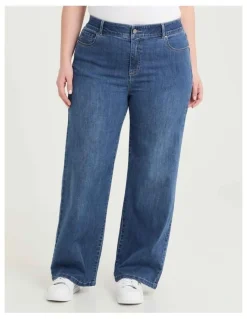 Taking Shape Cotton Sculpting Wide Leg Jean Mid Blue