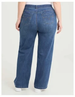 Taking Shape Cotton Sculpting Wide Leg Jean Mid Blue