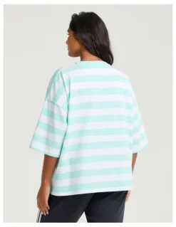 Taking Shape Cotton Stripe Pocket Sweatshirt Vivid Mint/white
