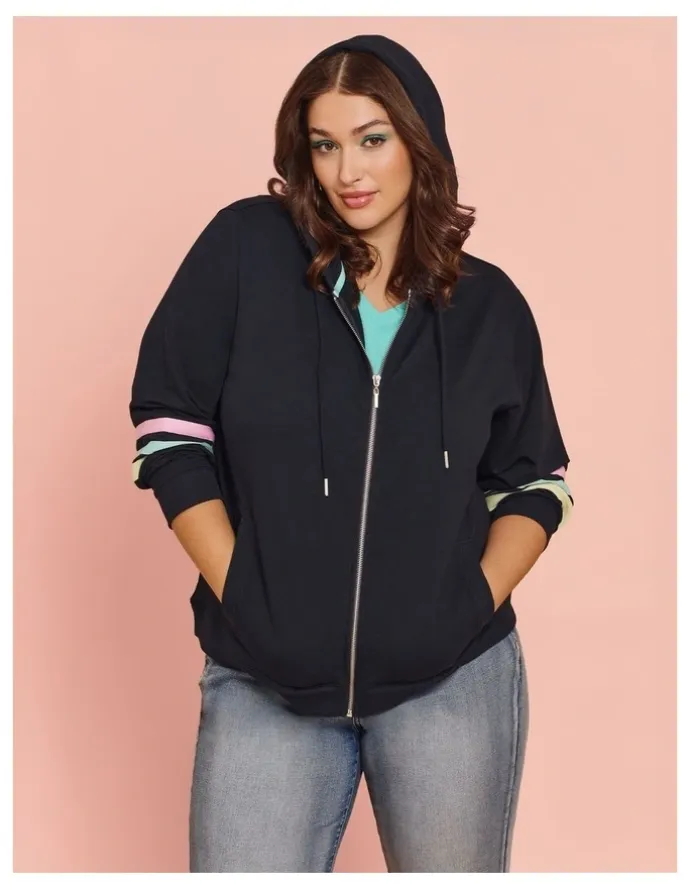 Taking Shape Cotton Zip Through Hoodie Navy