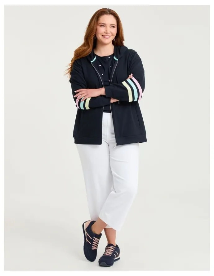 Taking Shape Cotton Zip Through Hoodie Navy