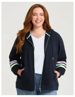 Taking Shape Cotton Zip Through Hoodie Navy