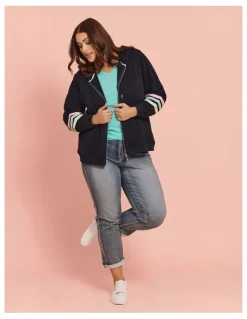 Taking Shape Cotton Zip Through Hoodie Navy