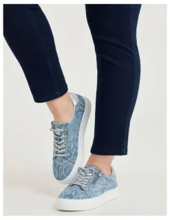 Taking Shape Denim Floral Sneaker in Blue