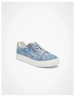 Taking Shape Denim Floral Sneaker in Blue