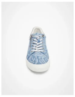 Taking Shape Denim Floral Sneaker in Blue