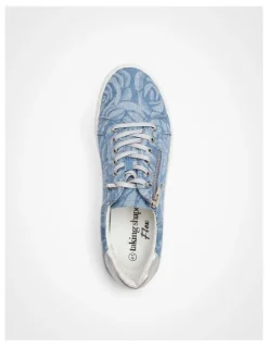 Taking Shape Denim Floral Sneaker in Blue