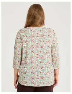Taking Shape Emmy Long Sleeve T-shirt Sage in Floral Print