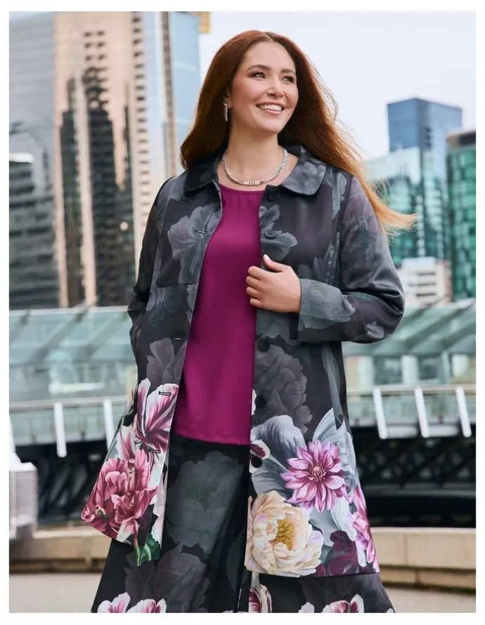 Taking Shape Fleur Satin Dress Coat Floral