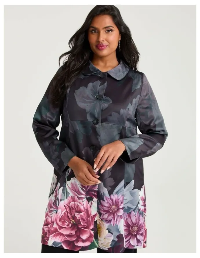 Taking Shape Fleur Satin Dress Coat Floral