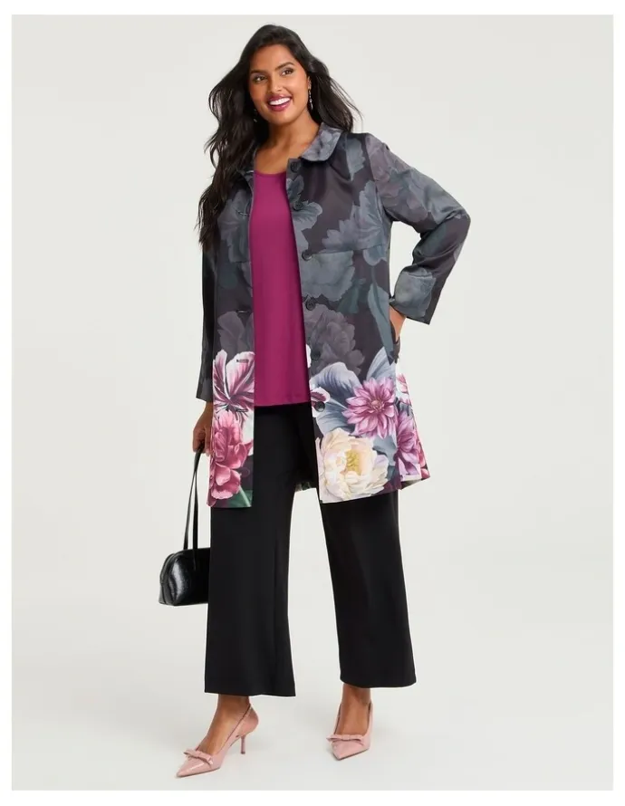 Taking Shape Fleur Satin Dress Coat Floral