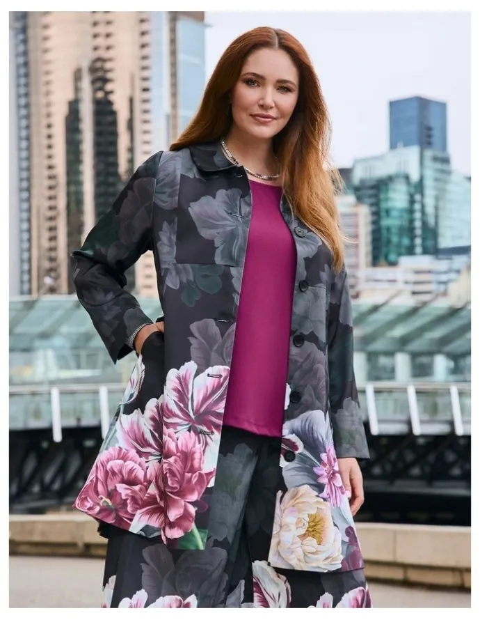 Taking Shape Fleur Satin Dress Coat Floral