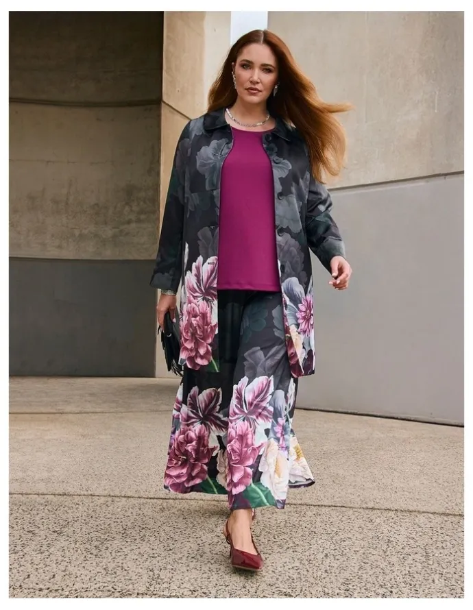 Taking Shape Fleur Satin Dress Coat Floral