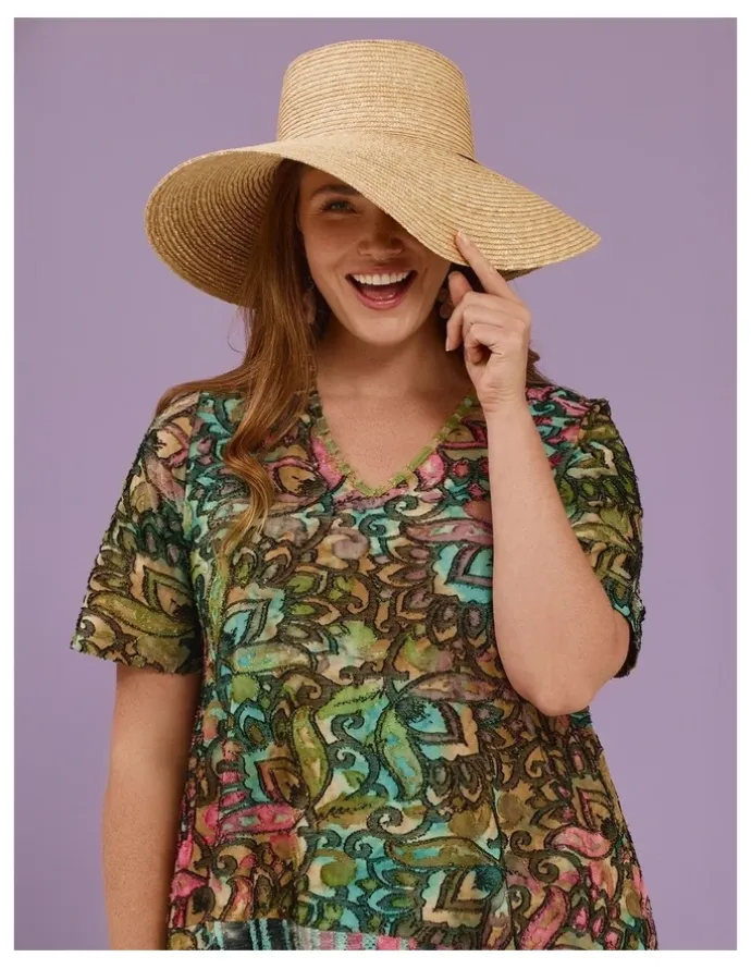 Taking Shape Floral Burnout Top Multi Print