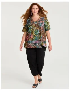 Taking Shape Floral Burnout Top Multi Print