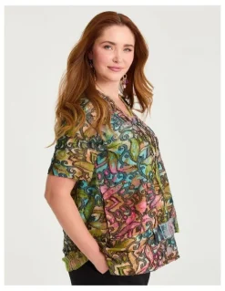 Taking Shape Floral Burnout Top Multi Print