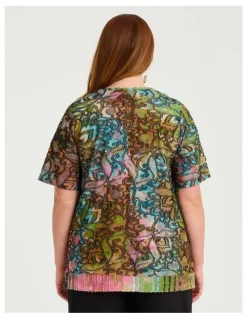 Taking Shape Floral Burnout Top Multi Print