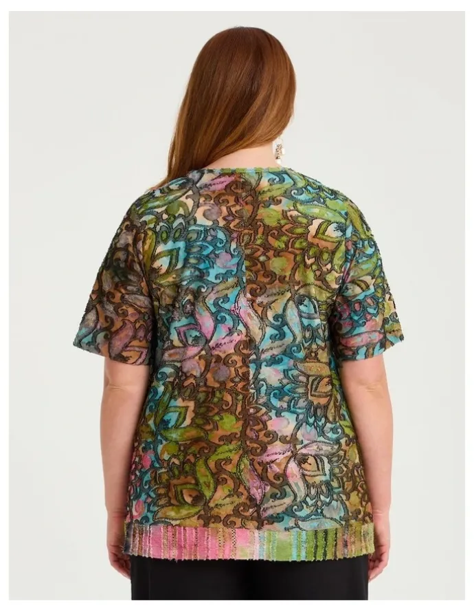 Taking Shape Floral Burnout Top Multi Print