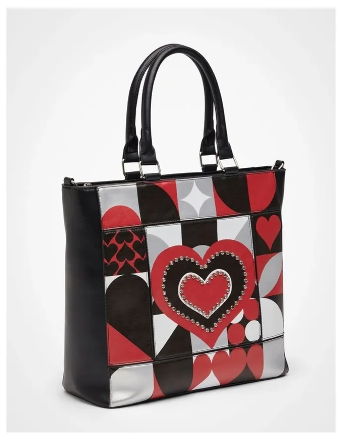 Taking Shape Graphic Heart Shoulder Bag in Multi