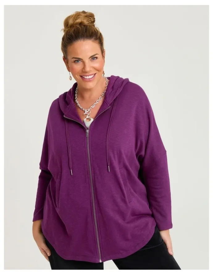 Taking Shape Hooded Zip Cape Merlot
