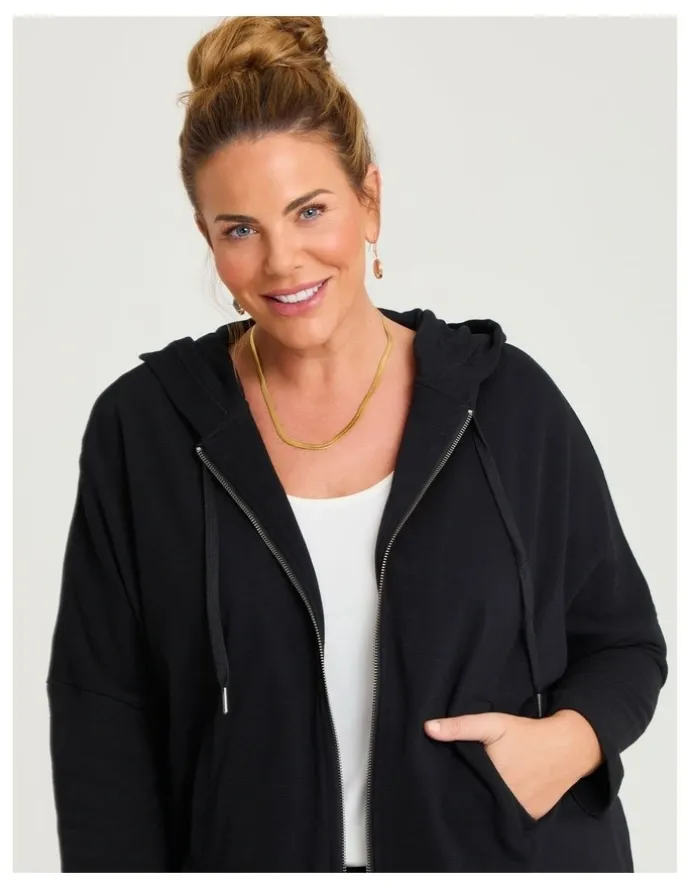 Taking Shape Hooded Zip Cape Black