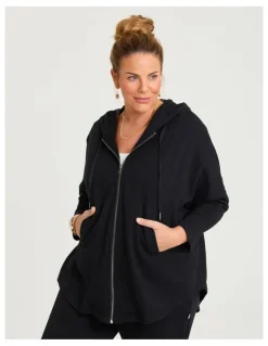 Taking Shape Hooded Zip Cape Black