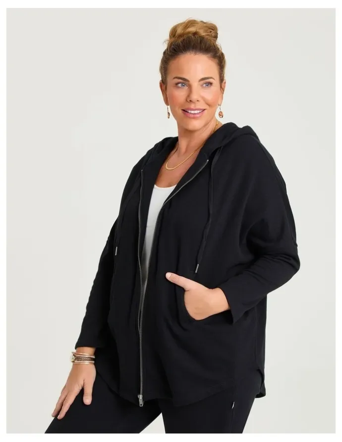Taking Shape Hooded Zip Cape Black