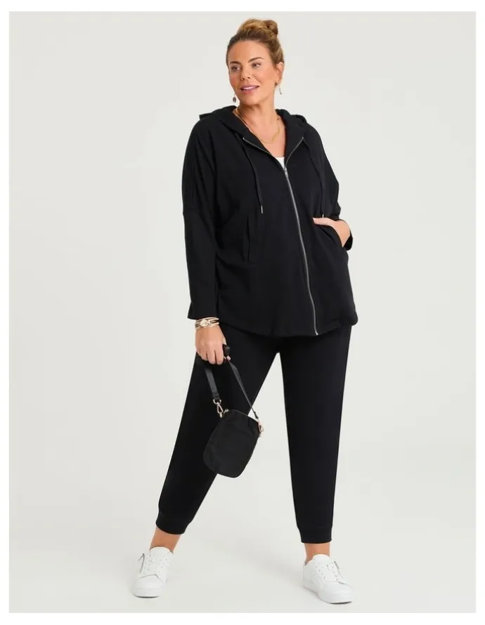Taking Shape Hooded Zip Cape Black