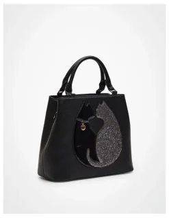 Taking Shape Kissing Cats Shoulder Bag Black/White