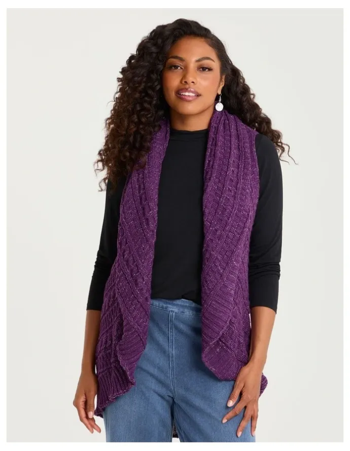 Taking Shape Lurex Thread Cascading Vest Purple