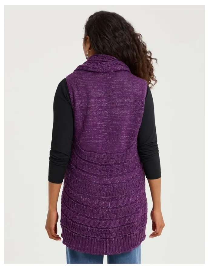 Taking Shape Lurex Thread Cascading Vest Purple