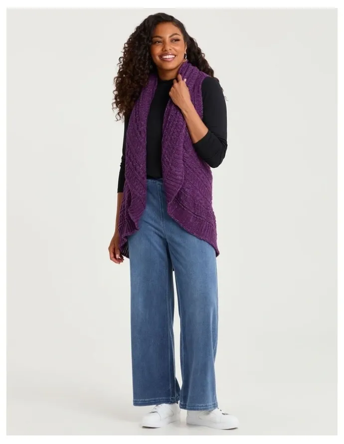 Taking Shape Lurex Thread Cascading Vest Purple