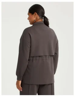 Taking Shape Luxe Touch Drawstring Zip Jacket Espresso