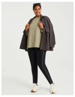 Taking Shape Luxe Touch Drawstring Zip Jacket Espresso