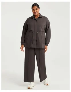 Taking Shape Luxe Touch Drawstring Zip Jacket Espresso