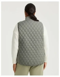 Taking Shape Luxe Touch Mix Quilted Vest Olive Stone