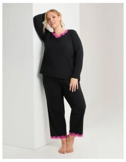 Taking Shape Modal Lace Trim Pyjama Pant in Black