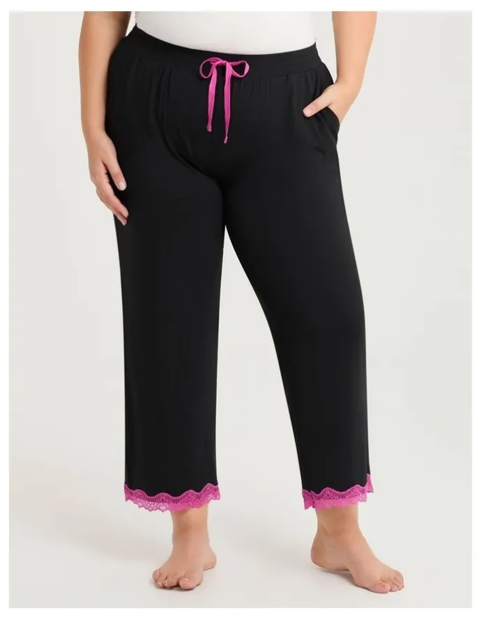 Taking Shape Modal Lace Trim Pyjama Pant in Black