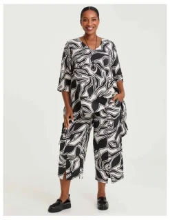 Taking Shape Natural Heidi Wide Crop Pant Print