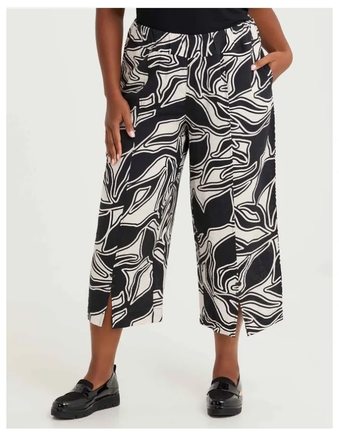 Taking Shape Natural Heidi Wide Crop Pant Print