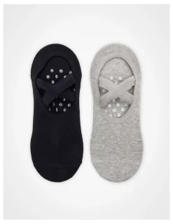 Taking Shape Non Slip Grip Cotton Socks 2 Pack in Multi