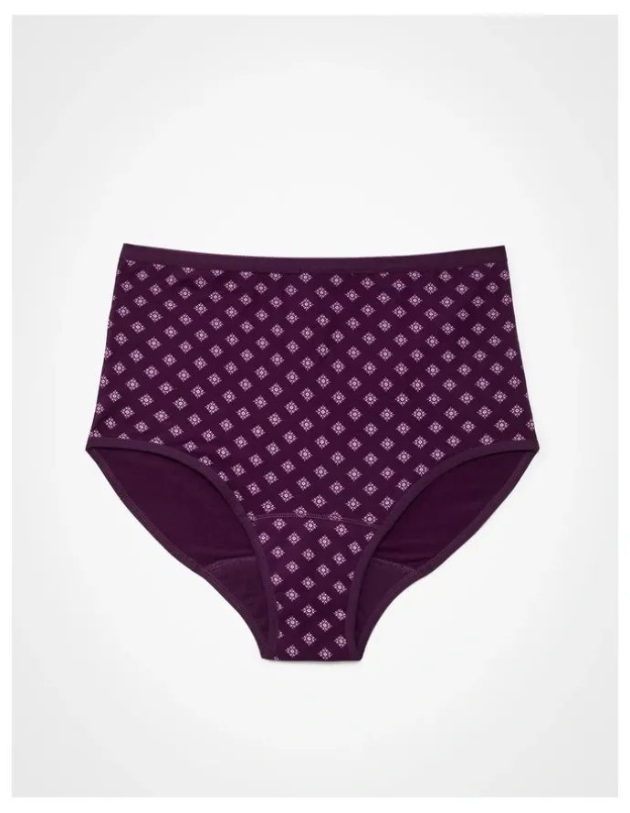 Taking Shape Period Undies Heavy Deep Purple Print
