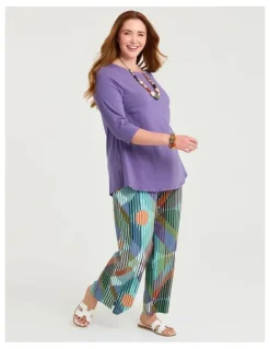Taking Shape Pima Cotton Essential 3/4 Slv Top Cornflower