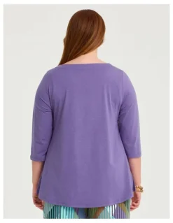 Taking Shape Pima Cotton Essential 3/4 Slv Top Cornflower
