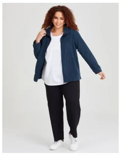 Taking Shape Polar Fleece Zip Front Jacket in Navy