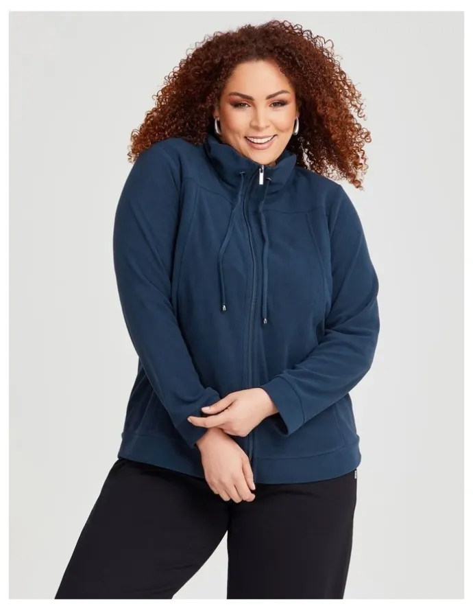 Taking Shape Polar Fleece Zip Front Jacket in Navy